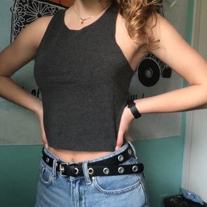 grey cropped tank
